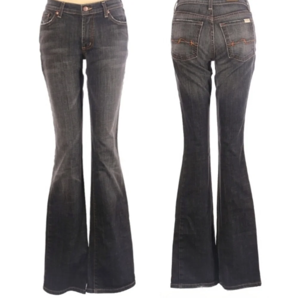 David Kahn Washed Black Mid Rise Flare Jeans Size 31×31 - Picture 1 of 16